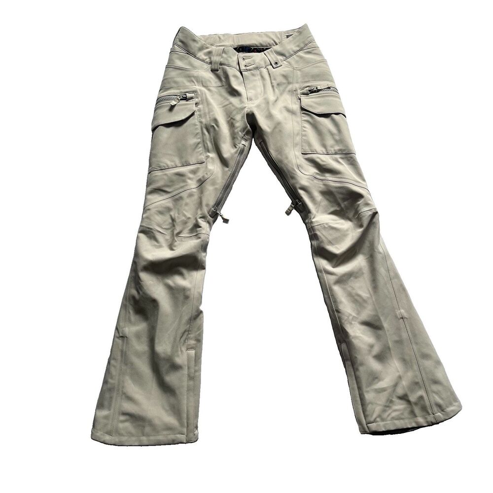 BURTON Dryride Insulated Snow Pants Women Small Snowboard Ski Beige Pockets Vent